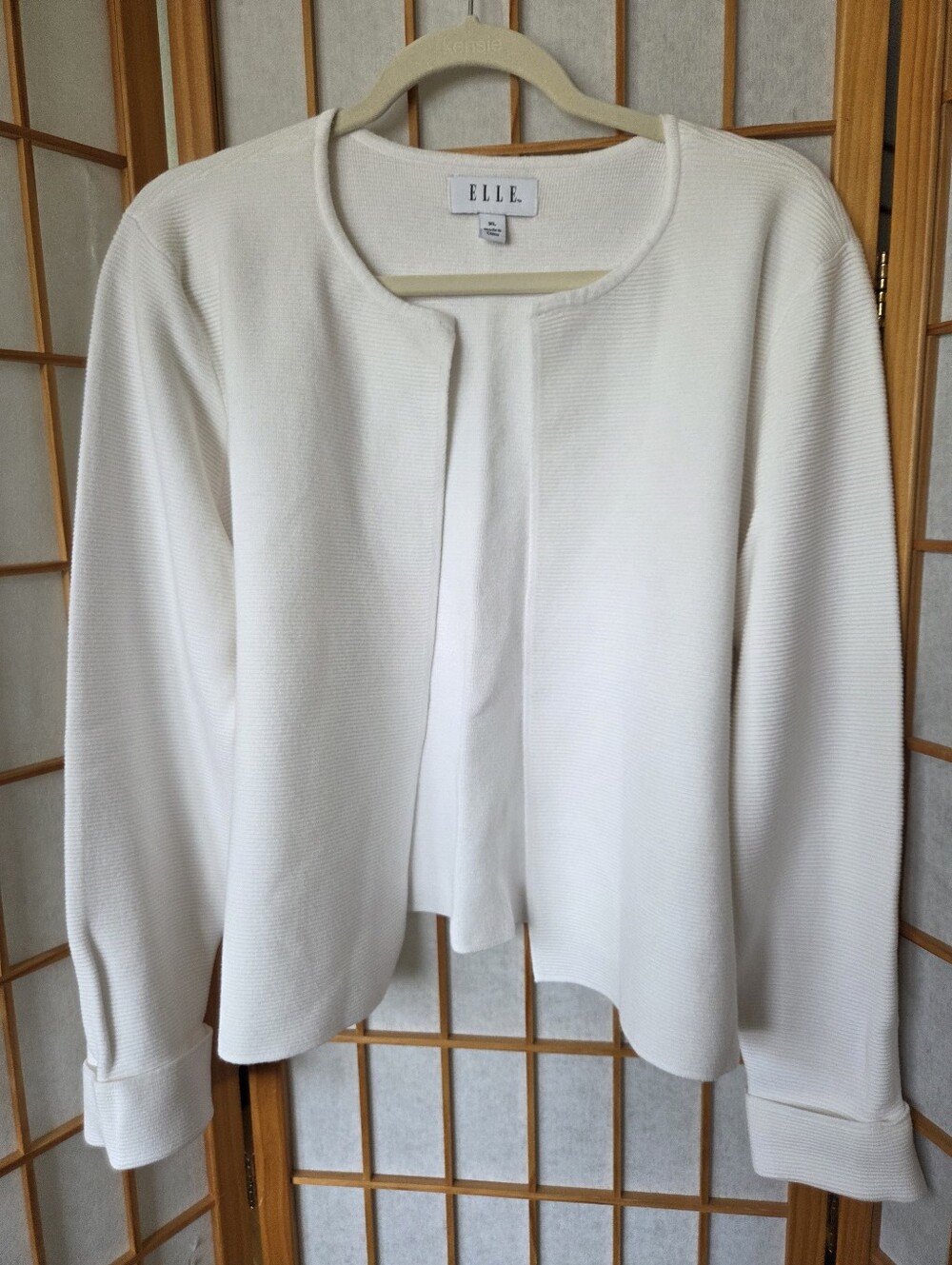 PRE-OWNED WOMENS ELLE WHITE RAYON MIX ELEGANT CARDIGAN SWEATER SIZE XL